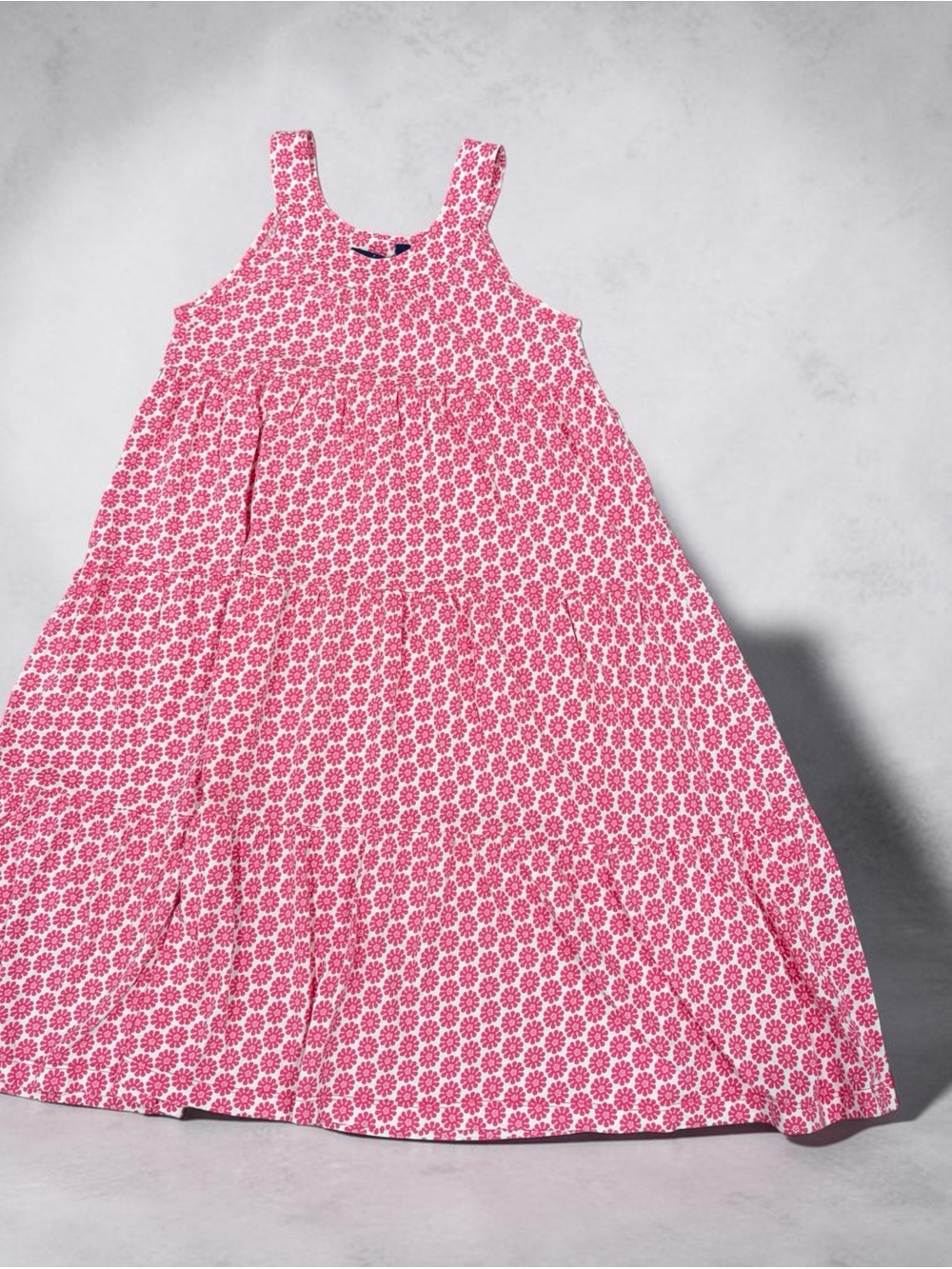 Mini Boden Girls Pink and White Floral Tiered Sleeveless Sundress Size 9-10